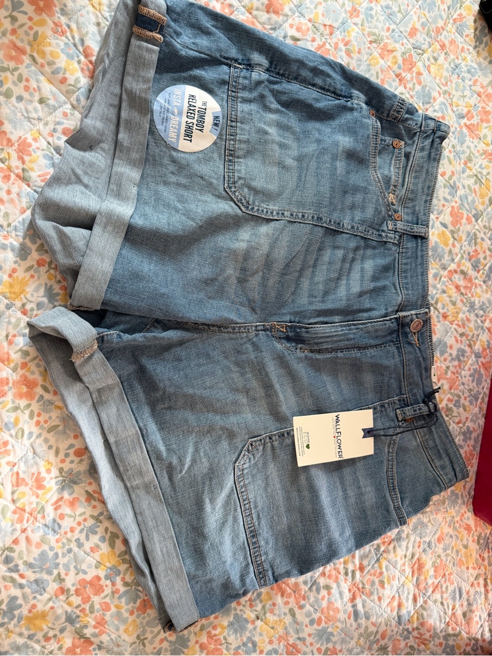 Wallflower Medium Blue Rolled-Hem Denim Shorts
